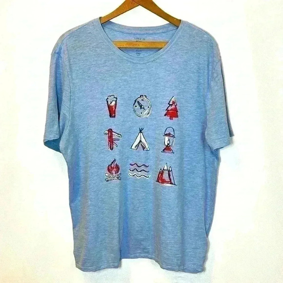 Gap Lived-In Cotton T-Shirt Men's Large Blue Soft Summer Hike Outdoors Camping - Picture 1 of 6